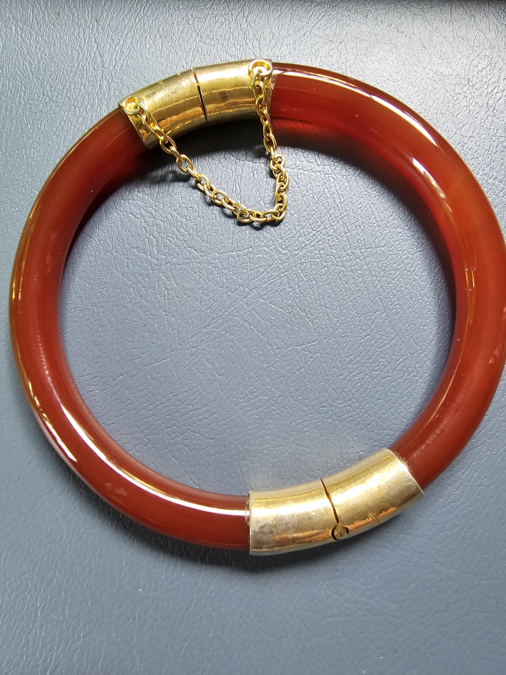 Gold-Tone Red Resin Hinged Bangle Bracelet